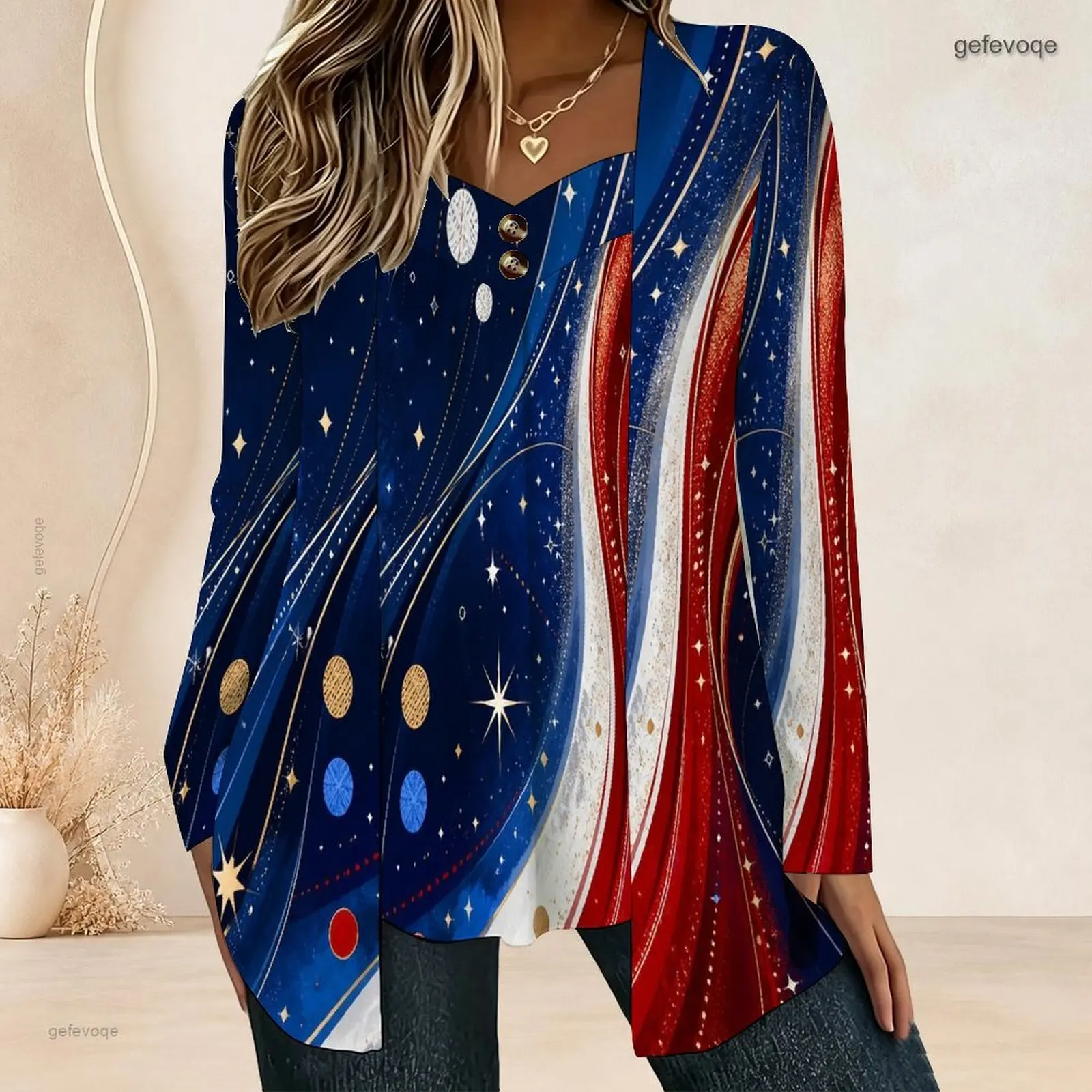 Women Fake Two Piece Long Sleeve Blouse Open Cardigan With Cami Top V Neck Button Detail Pleated Front Loose Tunic Oversize