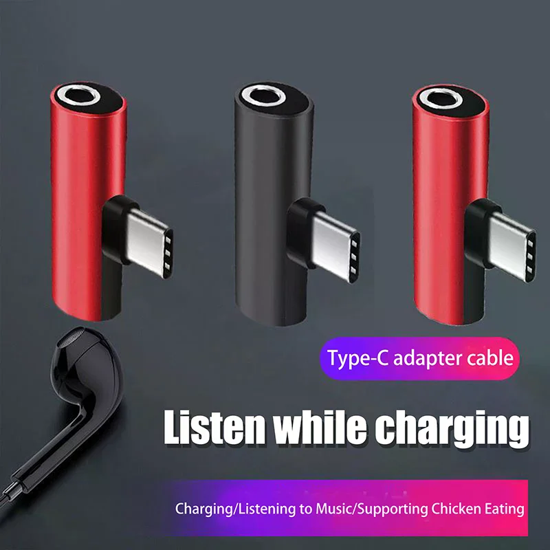 Type-C To 3.5 Mm Headphone Metal Adapters Charging Splitter With Aux Audio Jack To Multiple Phone Models Charging/Music/Call US
