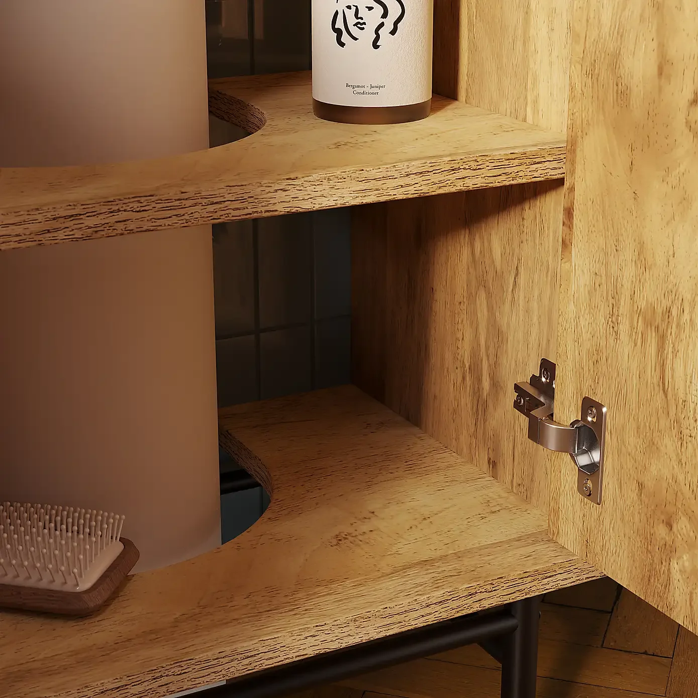 !@Combohome Modern Integrated Top and Sink Wood Eco-Friendly Durable Floor Standing Black Bathroom