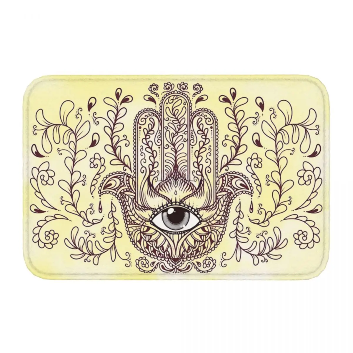 Yellow Hamesh Hamsa Hand Peace Non-slip Doormat Carpet Bath Bedroom Mat Outdoor Home Decor