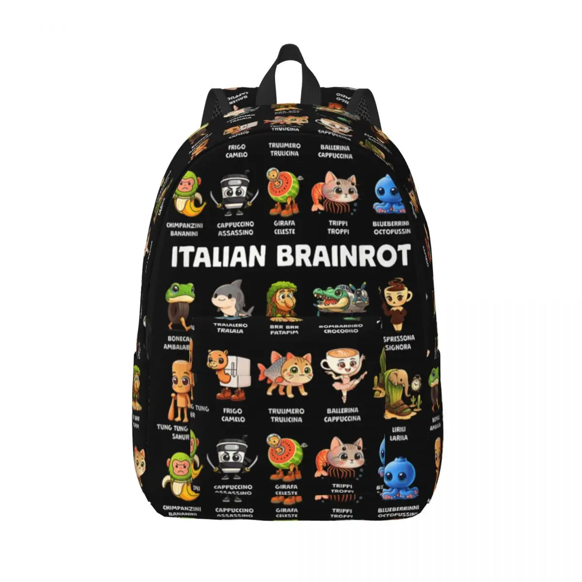 

Types Of Italian Brainrot Characters Casual Backpack Outdoor Travel Funny Meme Daypack Men Women Laptop Computer Canvas Bags