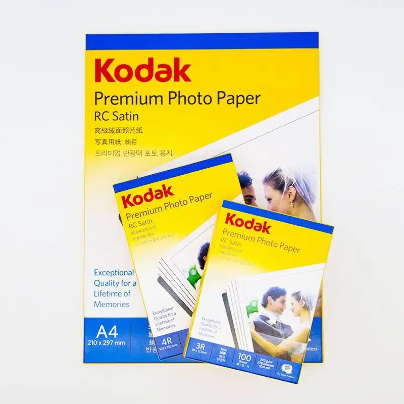 Papel fotográfico clásico Kodak RC satinado Premium 270GSM 6 pulgadas A4 Color Impresión de inyección de tinta álbum de fotos resistente al agua y al seco instantáneo