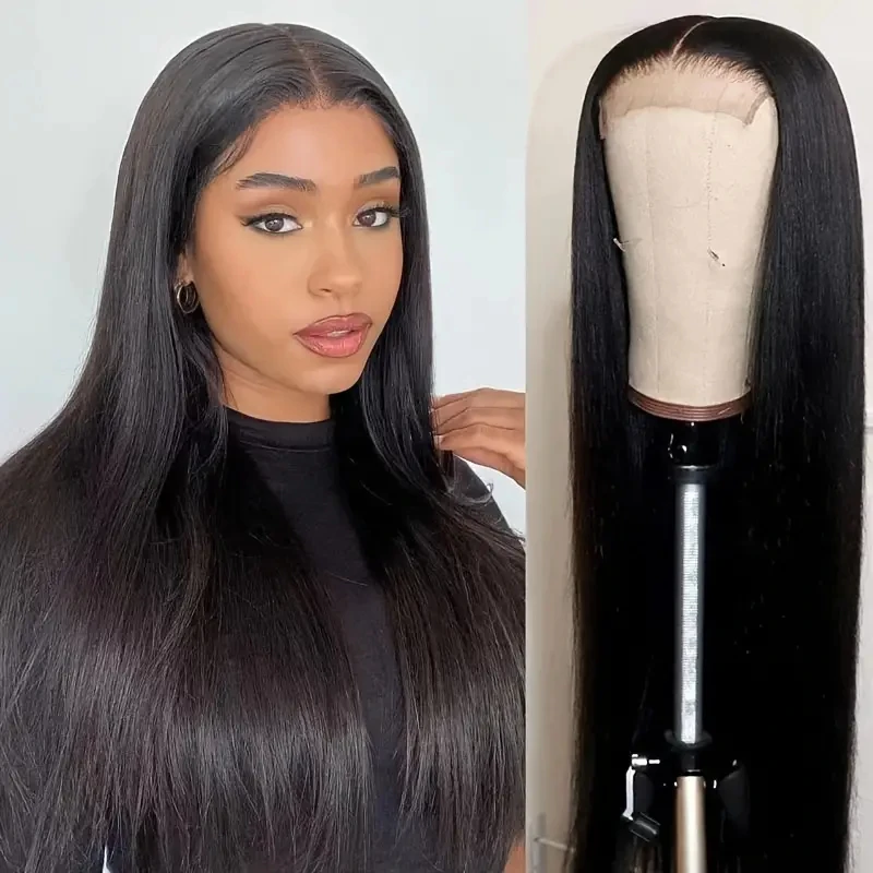 Alimice 4x4 Straight HD Lace Front Wigs Human Hair Pre Plucked For Women 30 32 34 36 38 Inch Front Wigs