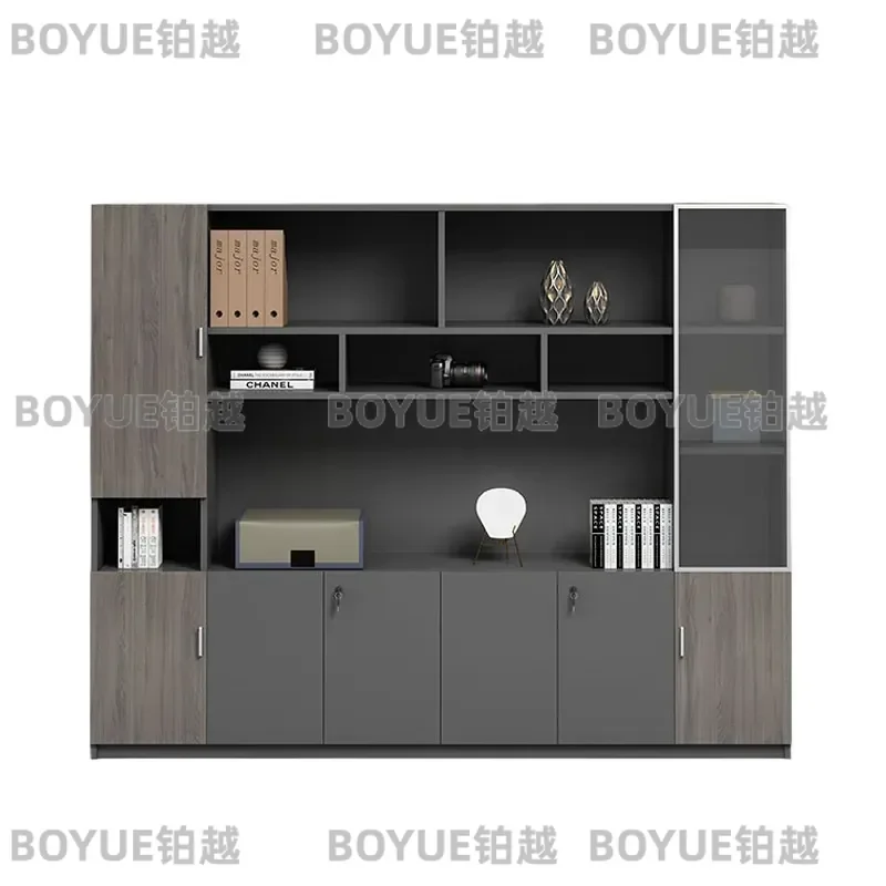Wooden Office File Cabinet Bookcase Storage Unit Data Locker Display Shelf Wall Mounted Organizer for Home Workspace