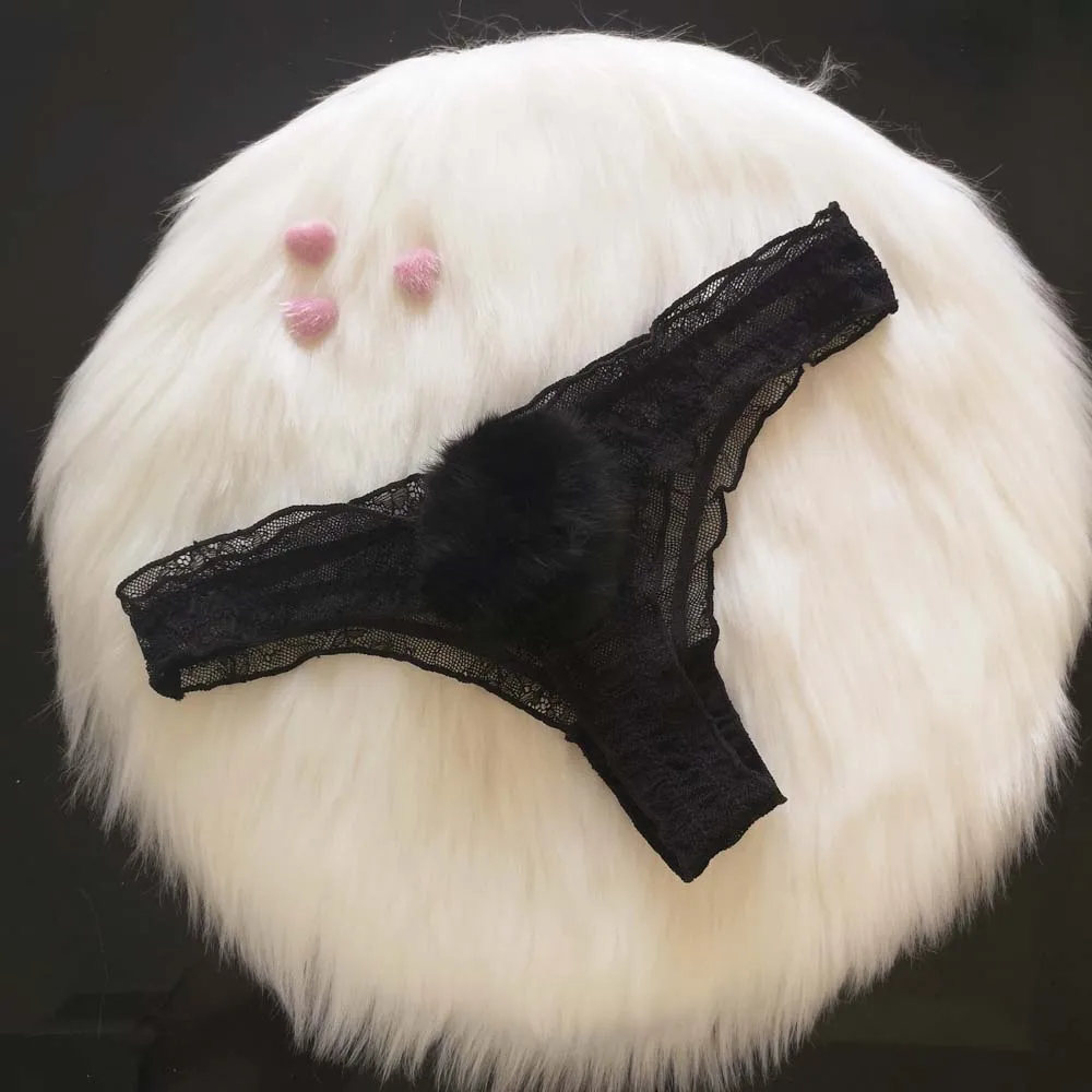 Sexy Cute Rabbit Tail Thong Sexy Lace Panties Women\'s Breathable Hollow Seamless Underwear Thong Hot T Pants Sexy Underwear