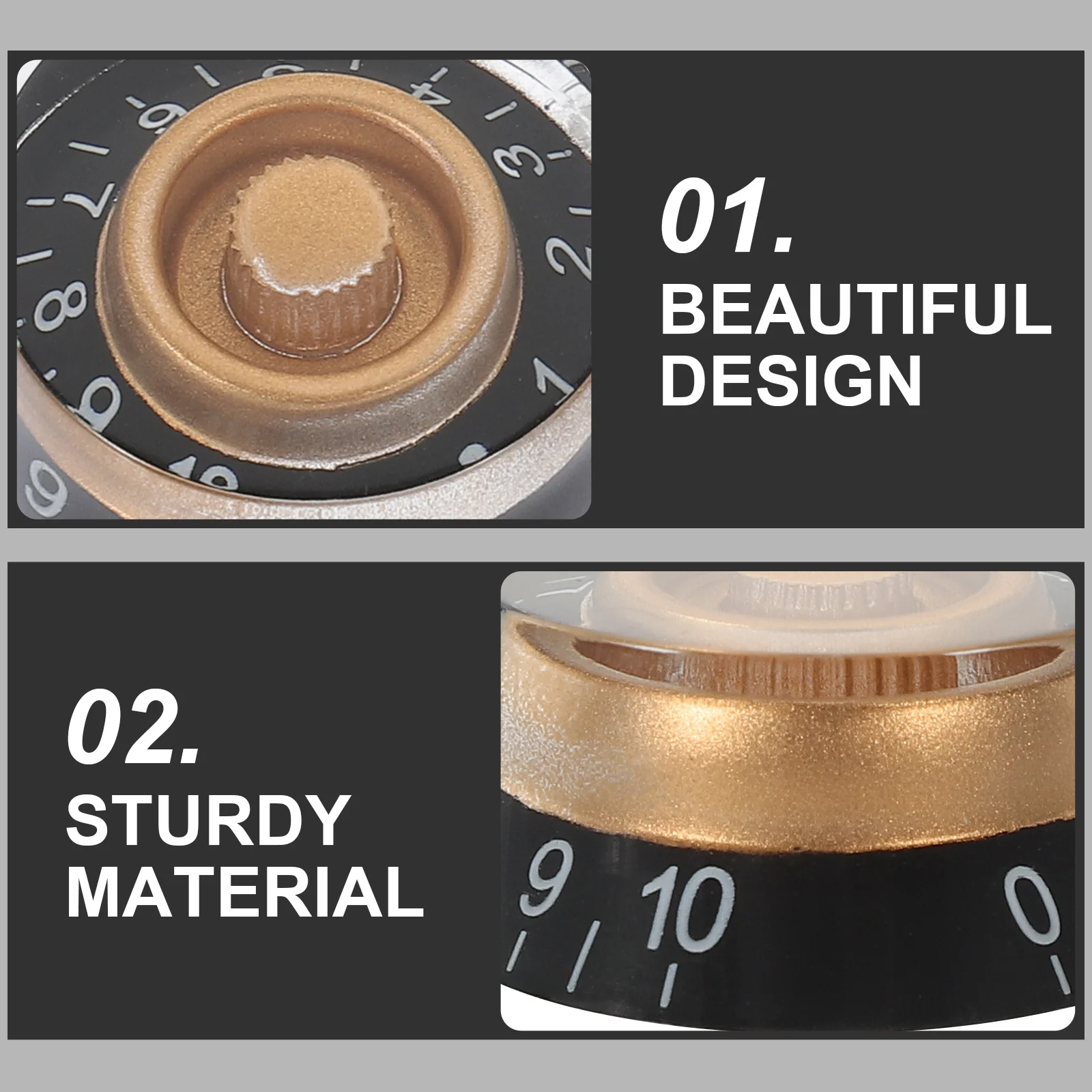 

4Pcs Premium Electric Guitar Accessory Acrylic Knob Clear with Black Numbers Portable Lightweight Durable Black Knob