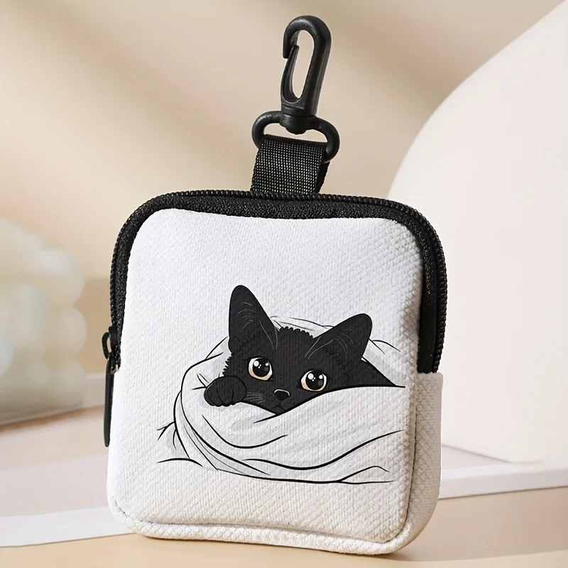 1 pc Cat pattern printed large capacity coin wallet, digital printed coin wallet storage bag, ideal choice for gifts