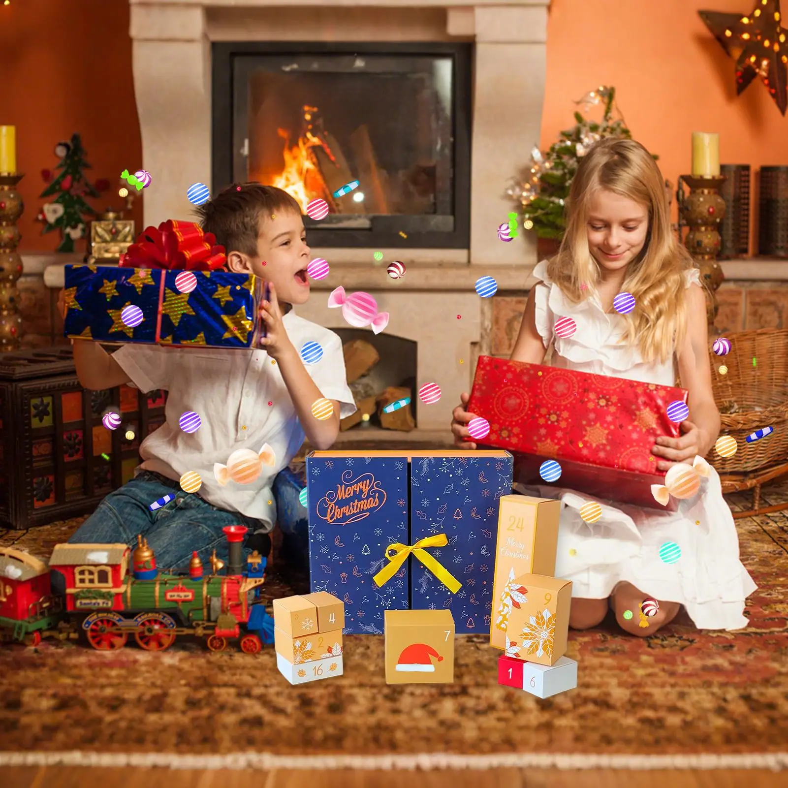 

Empty Countdown Boxes 24-Day Empty Countdown Box To Fill Festive Foldable Container With Different Shape For Boys Girls Kids