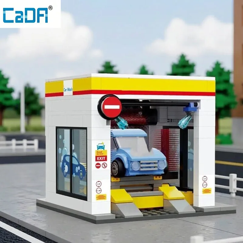 

Double Eagle Kada C66030 Car Wash Gas Station Car Building Blocks 297Pcs USB Lighting Assembly Bricks Children's Gift Toys