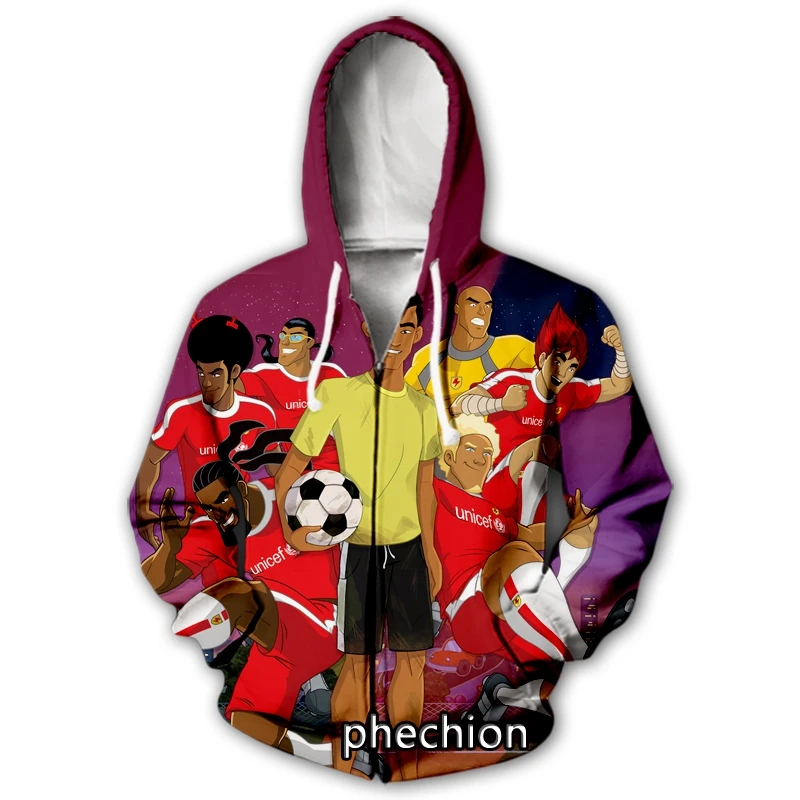 phechion New Fashion Men/Women Supa Strikas 3D Print Long Sleeve Zip Hoodies Casual Men Loose Sport Zip Hoodies Tops J37