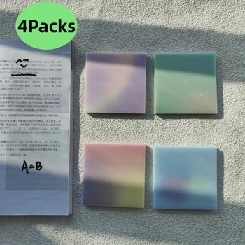 KindFuny 4 Packungen transparente Haftnotizen, Notizblock, 76 mm x 76 mm, Lesezeichen, Marker, Memo-Aufkleber, Papier, Büro, Schulbedarf