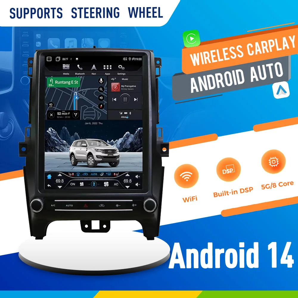 

Android 14 For Ford Everest Ranger 2016 2017 -2021 Car Radio Automotive Multimedia Screen Carplay Auto Bluetooth GPS WIFI Stereo