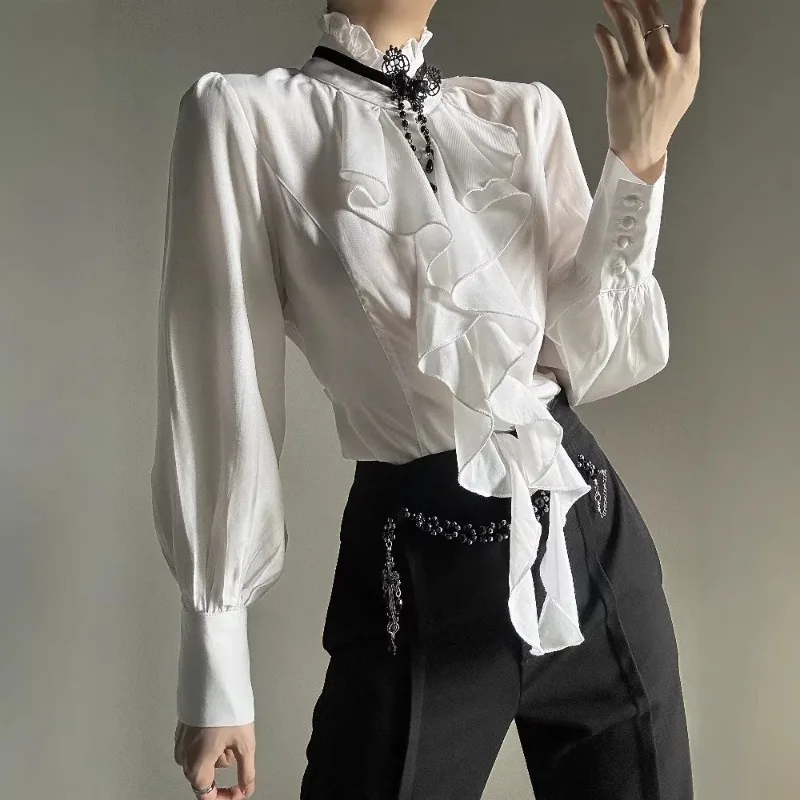 

French-inspired Vintage-style Shirt White Court-style Top Medieval Costume Cosplay Fashion Clothes for Women Men