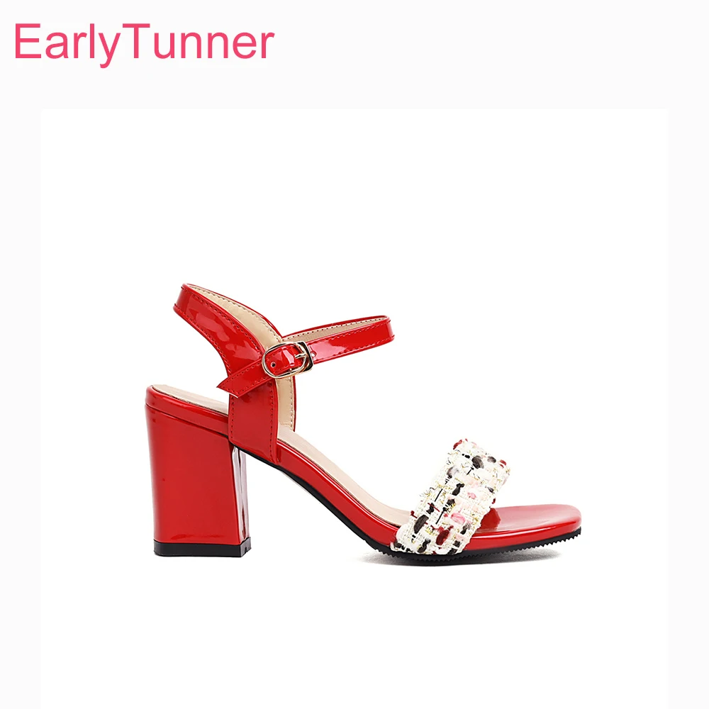 

2026 Summer Fashion Women Slingback Sandals Open Toe High Block Heels Lady Party Shoes Big Small Plus Size 10 32 44 48