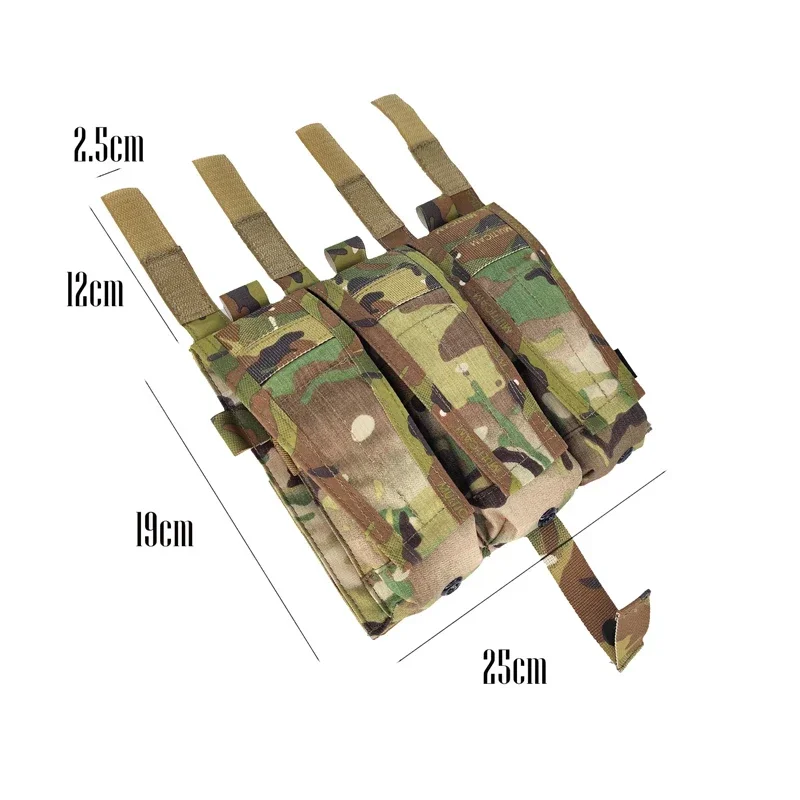 Tactical M4 Triple Magazine Pouch Airsoft Multicam Mag Pouch CP AVS JPC Vest Molle Front Panel Expansion Bag Gear view 5