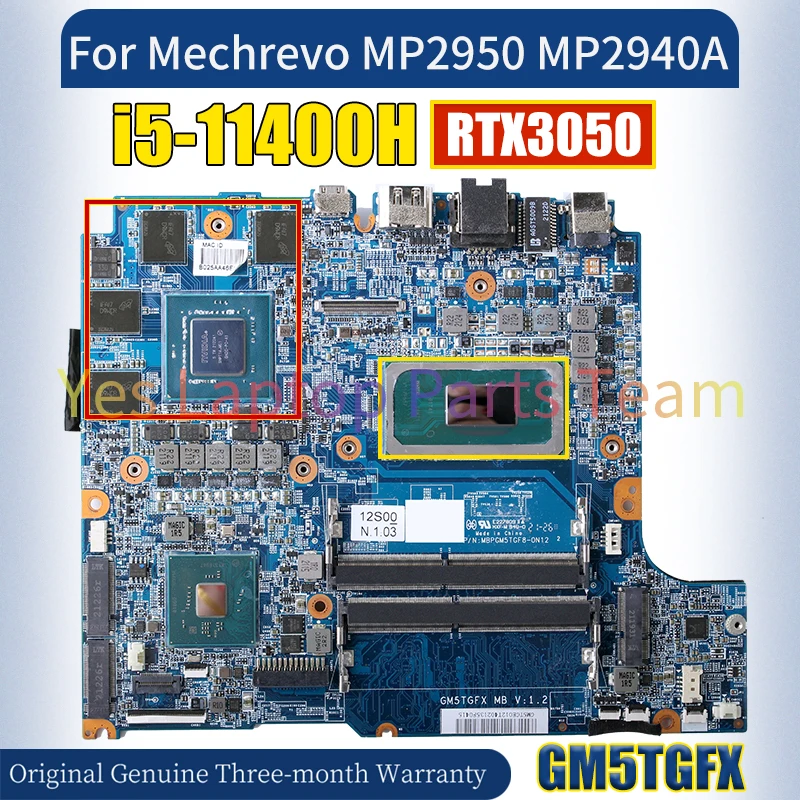 GM5TGFX For Mechrevo MP2950 MP2940A Laptop Mainboard SRKT1 i5-11400H RTX3050 GN20-P0-A1 Notebook Motherboard