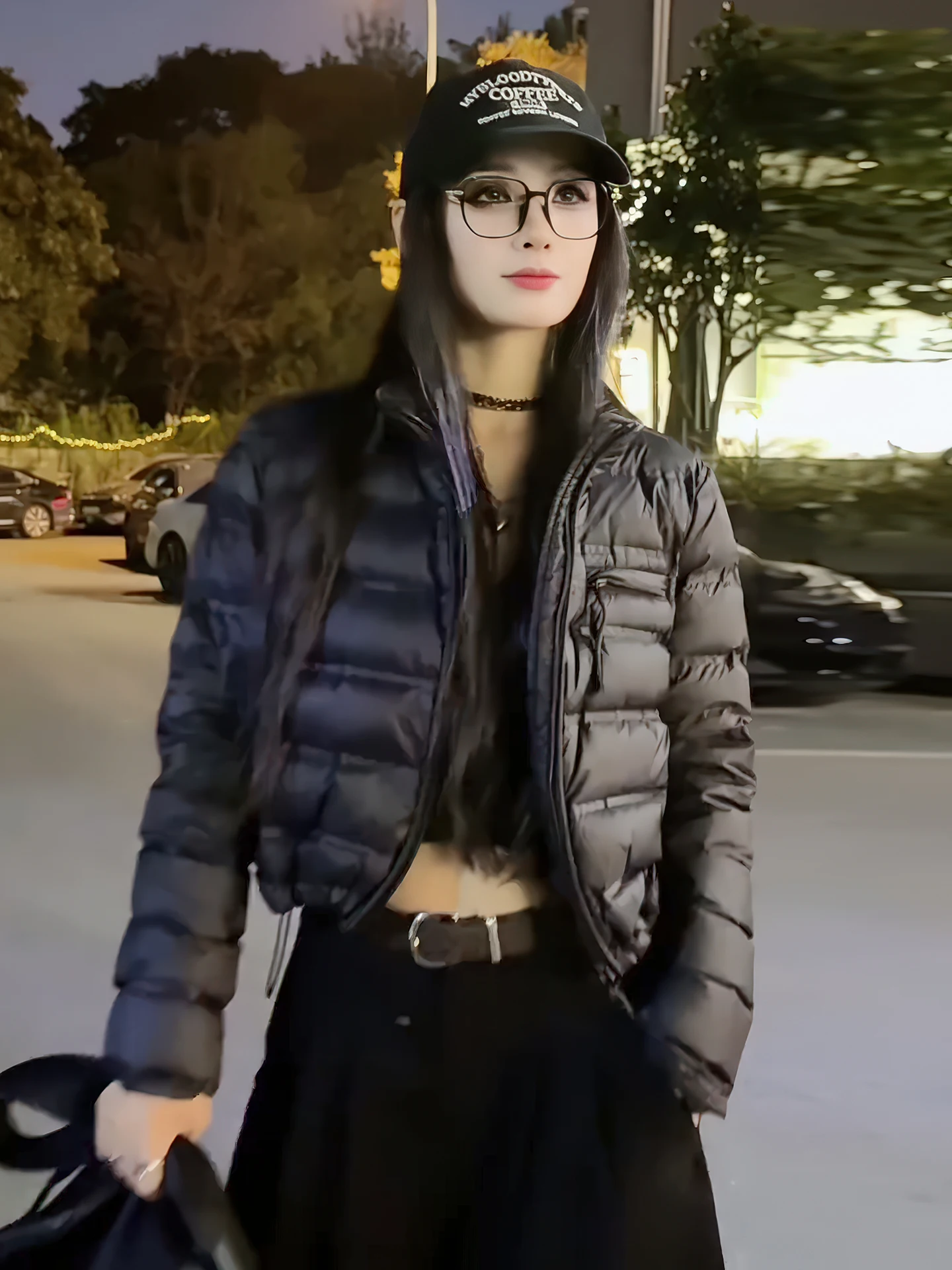 Sle coreano da donna ort leggero imbottito Jaet Bla colletto alla coreana Du piumino caldo Sli Fro per donna