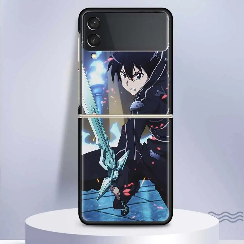 Sword Art Online Kirito Asuna Zflip4 Phone Case For Samsung Z Flip3 5G z flip 3 5G zFlip Cover Cellphone Shell Caso Mobilephone