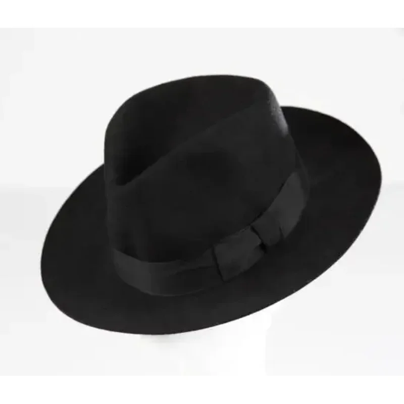 

111 www WOW 2pcs MICHAEL JACKSON White&Black Hats Smooth Criminal&Billie Jean Classic Fedora with name