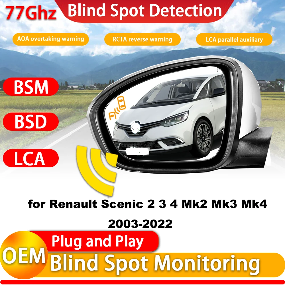 for Renault Scenic 2 3 4 Mk2 Mk3 Mk4 2003-2022 OEM Blind Spot Warning Monitoring Detection BSW BSM BSD System 77Ghz Wave Radar
