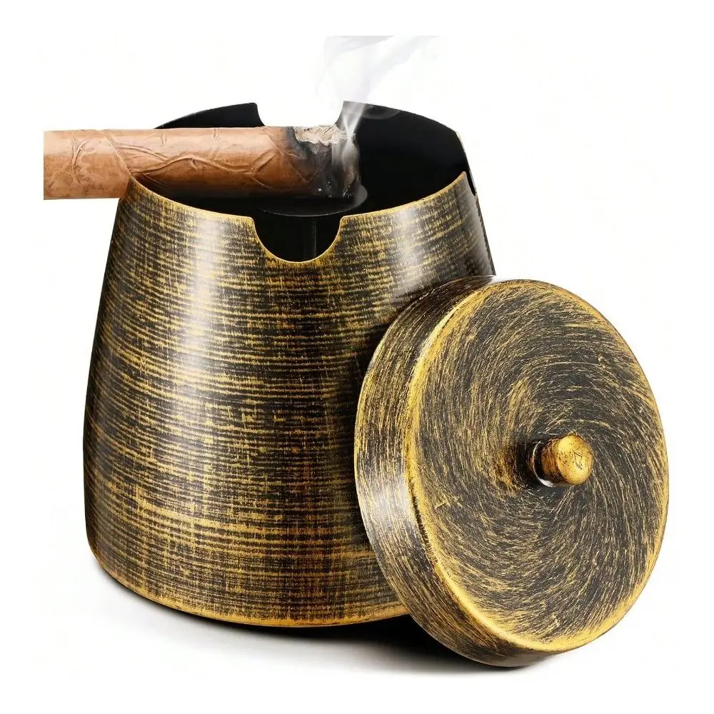 

Пепельница с крышкой для улицы, патио, дома, в стиле ретро, большая, ветрозащитная, для сигар, аксессуар, подарок для мужчин, папы, H