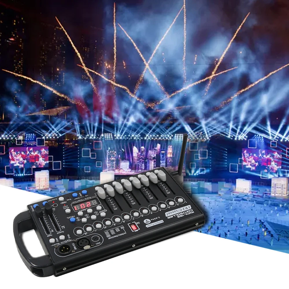 

NEW Rechargeable 192 Channel DMX Console Built in Battery Wireless Disco Lights Controller For DJ Stage Light KTV Bar Home Party