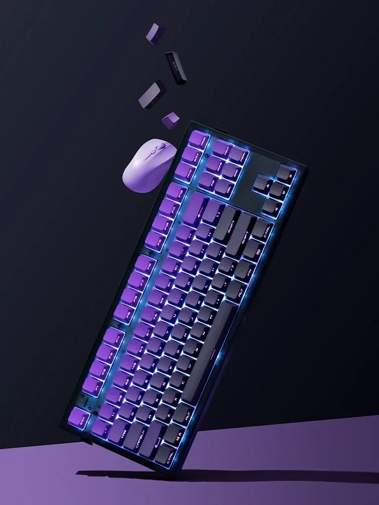 Imagem -05 - Abdominal Espírito Mk870 Teclado Mecânico sem Fio Gás Roxo Esculpido a Partir do Leste para o Lado do Produto Acabado Vper