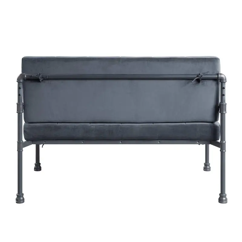 مقعد Loveseat باللون الرمادي المخملي مع لمسة نهائية رمادية رملية - راحة وأناقة حديثة لغرفة المعيشة الخاصة بك