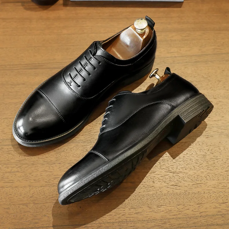 

DESAI Men Shoes Dress Genuine Leather Formal Business Work Soft For Man Male Men's Oxford Flats Shoe Large Size For Men Gifts