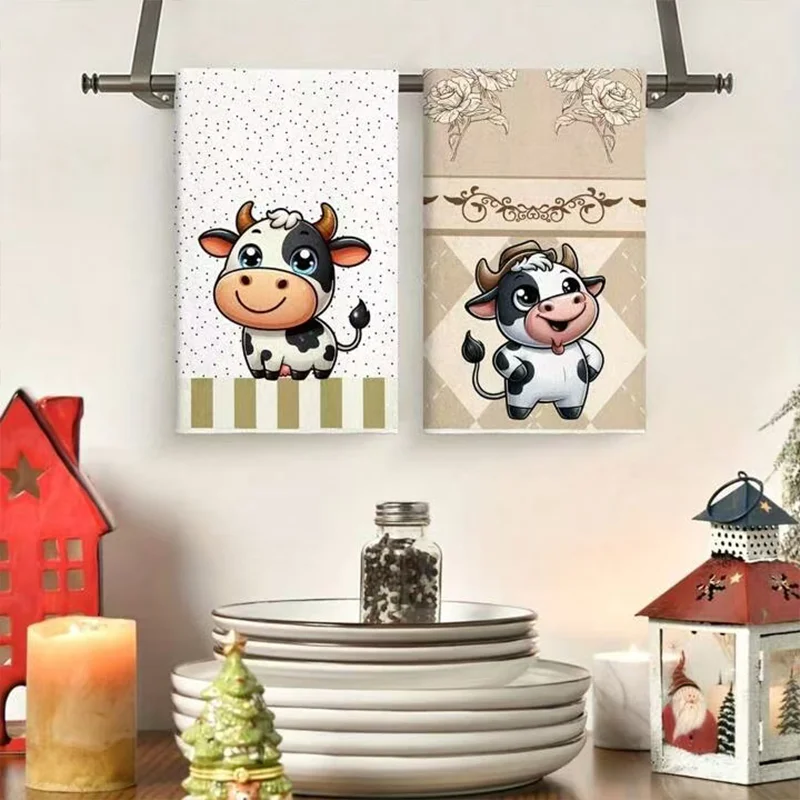 2枚セット、かわいい牛柄キッチンタオル、40cm*60cmタ - Kitchen Baking Cloth のレビューと価格