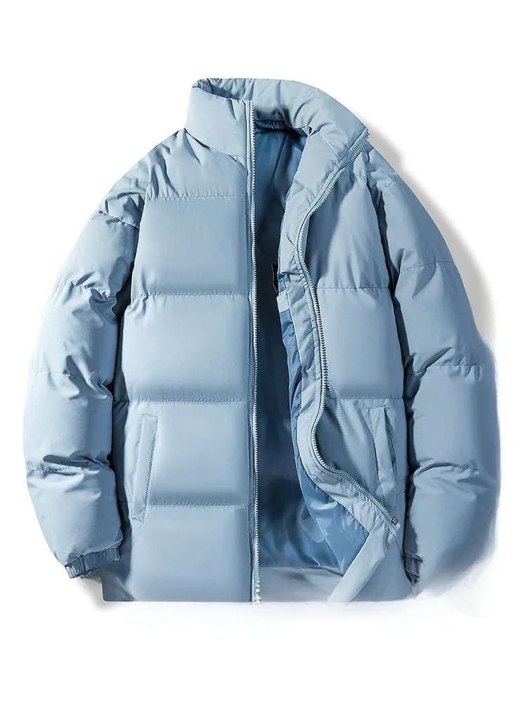 

YKVO2025 plus Size Pure Color Cotton Jaet Autumn Winter Thi Warm Stand Fit Youth Casual Faion Stand Collar Long Sve