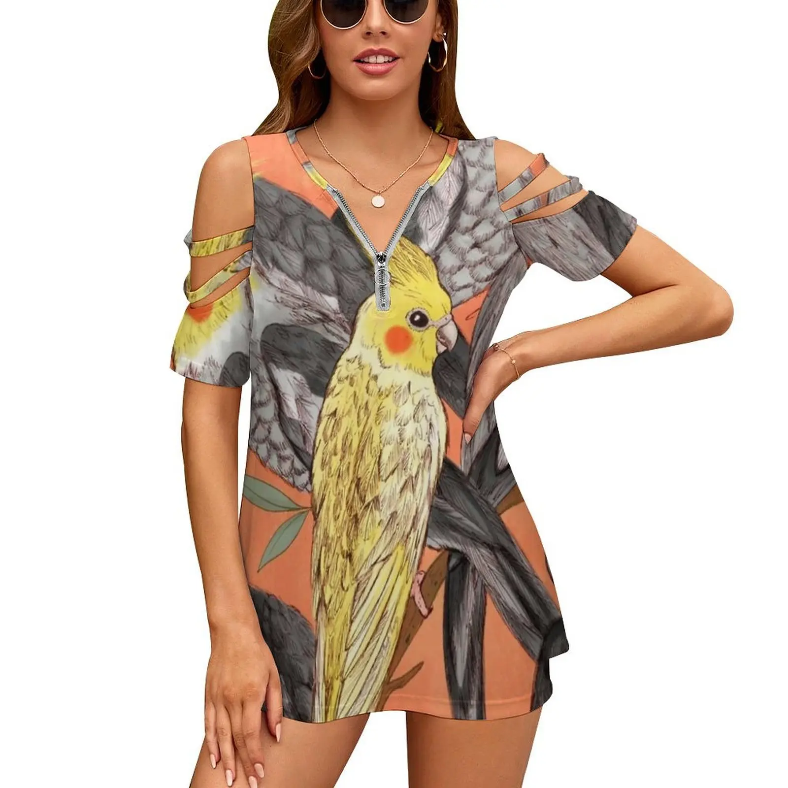 Cockatiel Fun Women T-Shirt Crewneck Casual Short Sleeve Tops Summer Tees Cockatiel Australia Australian Bird Birds Nature