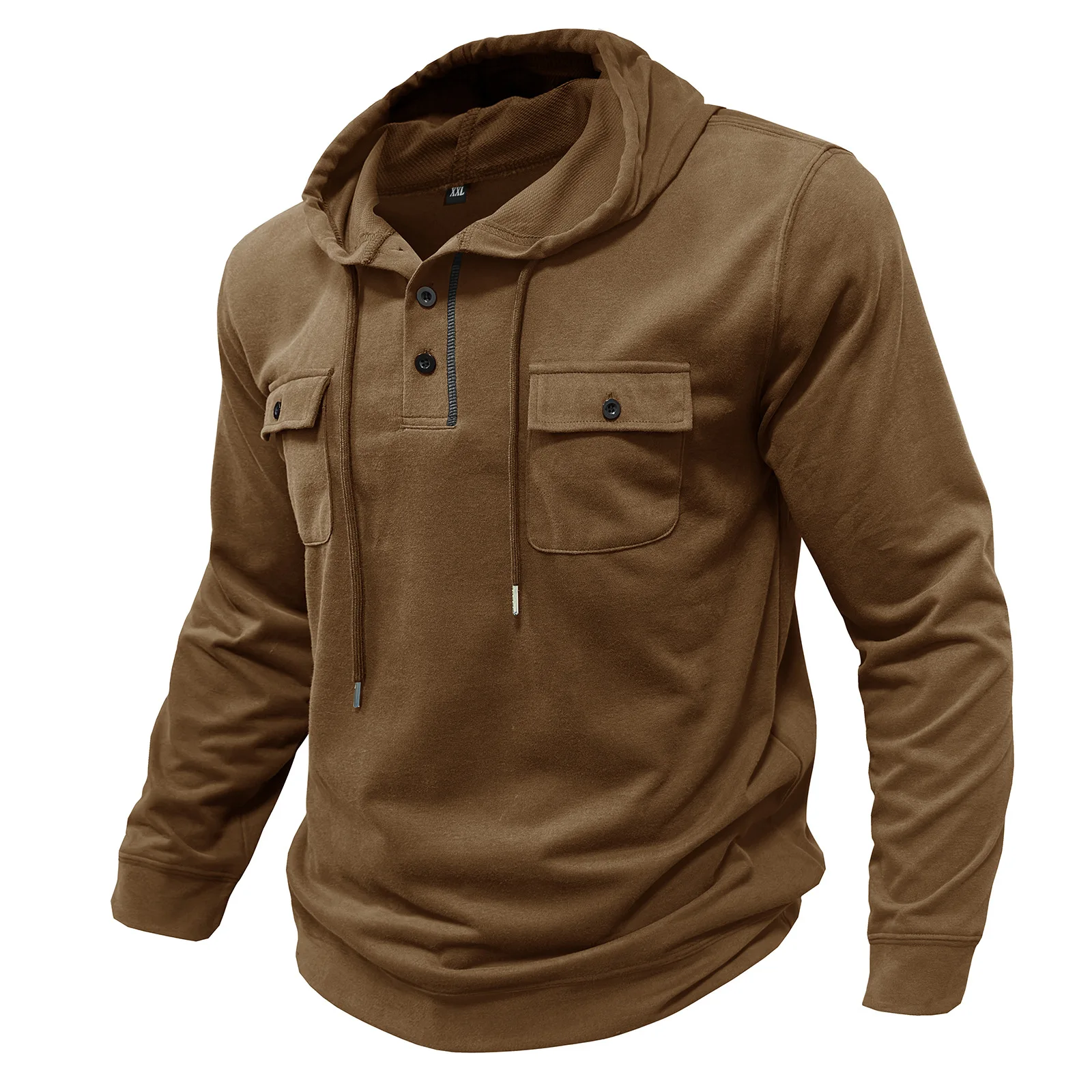 cross-border men's sweater outdoor hooded pocket long sleeve foreign trade drawstring bottoming open tube men's hat top 62258