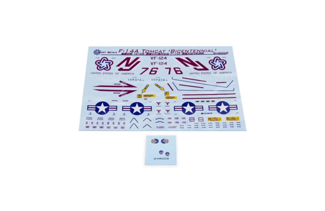 غالاكسي G48008/G72009 1/48 1/72 F-14A VF-124 الذكرى السنوية الأمريكية عشرينيا 1976 قناع لاصق لامع لـ Tamiya 61114/G.W.H L7206 موديل #4