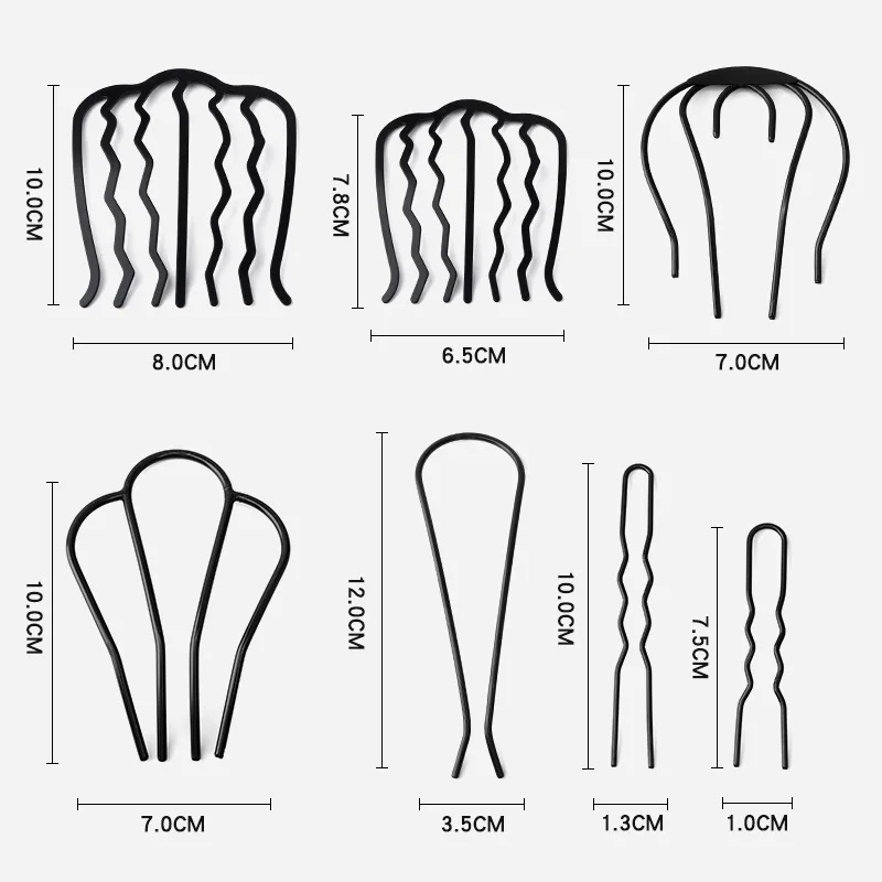 Metal Black Hair Fork Clip Women Hairpin Combs Messy Bun Hairpins Clip Hair Side Combs Updo Hairs Stick Hair Styling Accessories