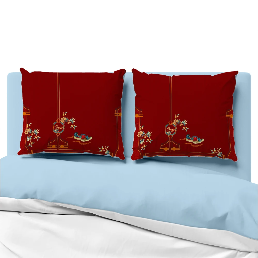 Luxury Pillow cover for sofa Decorative pillow case Bedding Pillowcase Pillowcovers 50x70 50x75 Customized red Mandarin Duck