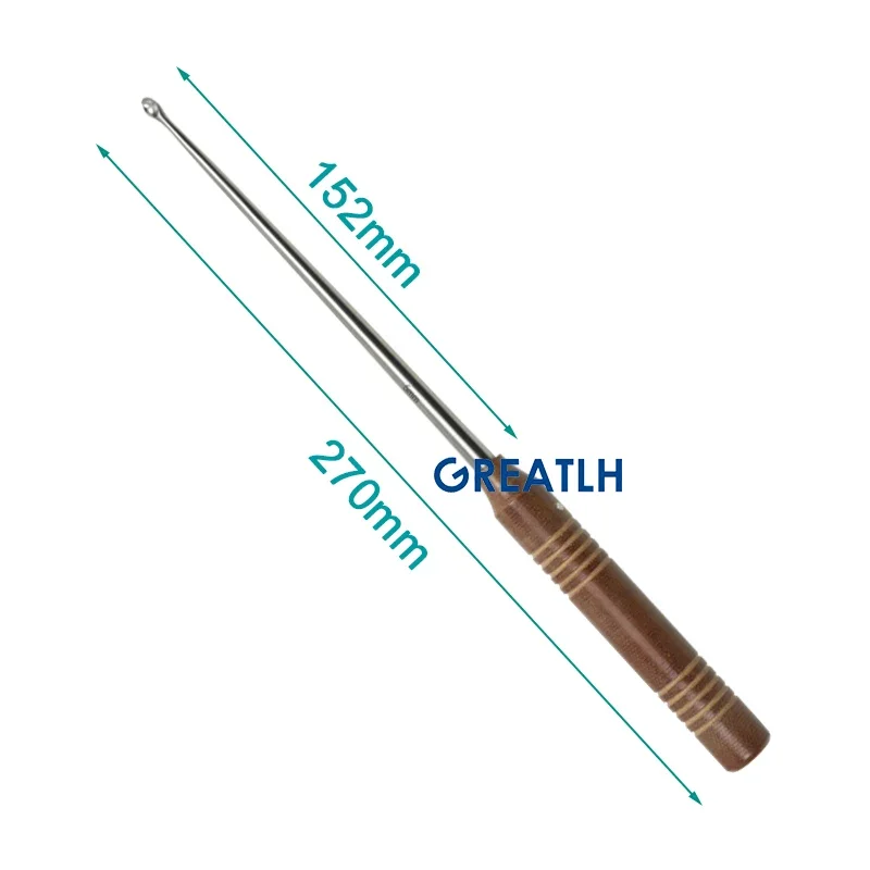 Strumento ortopedico con manico in legno Curette ossea in acciaio inossidabile