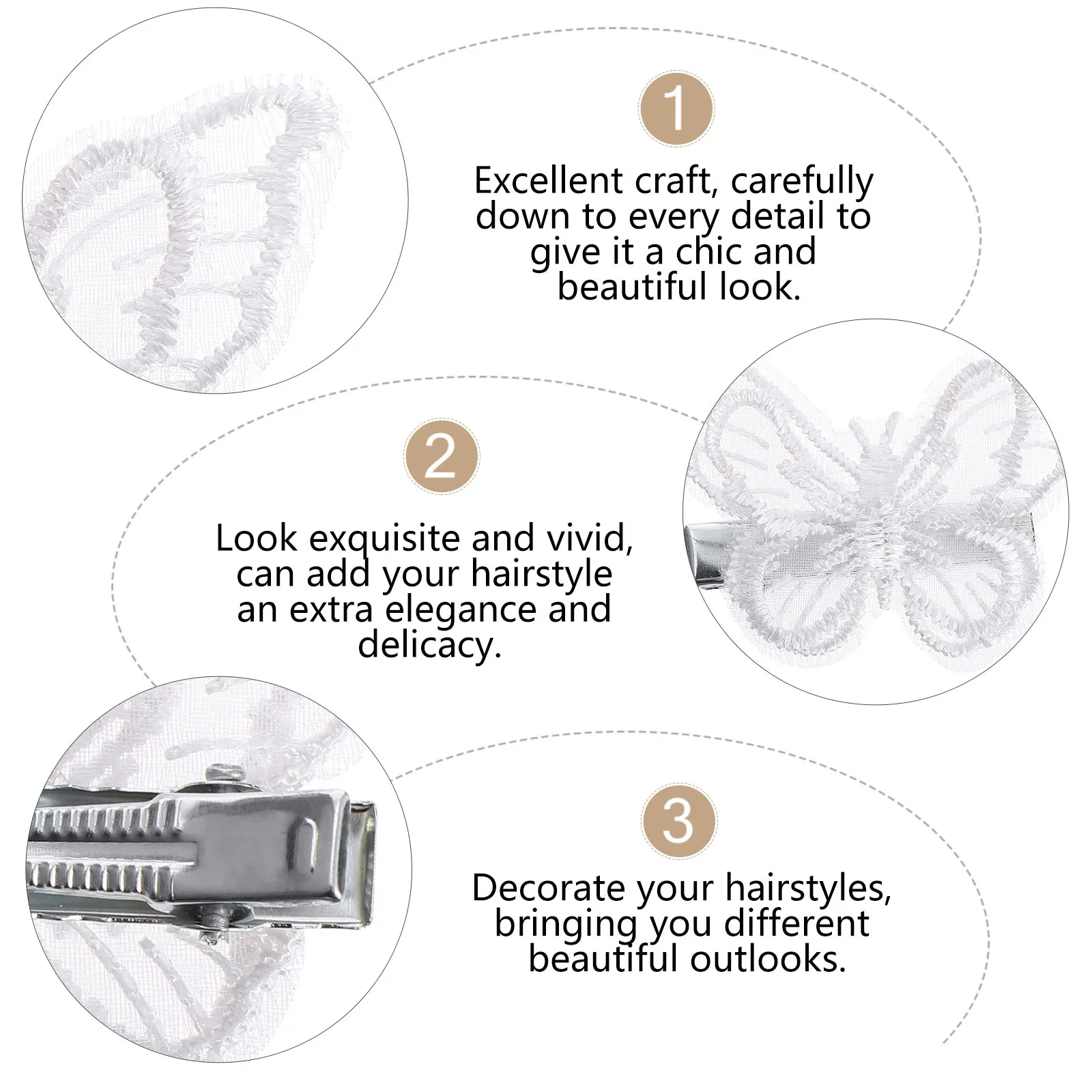 

10Pcs Butterflies Hair Clip Lace Embroidery Hairpin Hair Accessories Chic Hairstyle Decoration for Women Girls Barrettes Hairpin