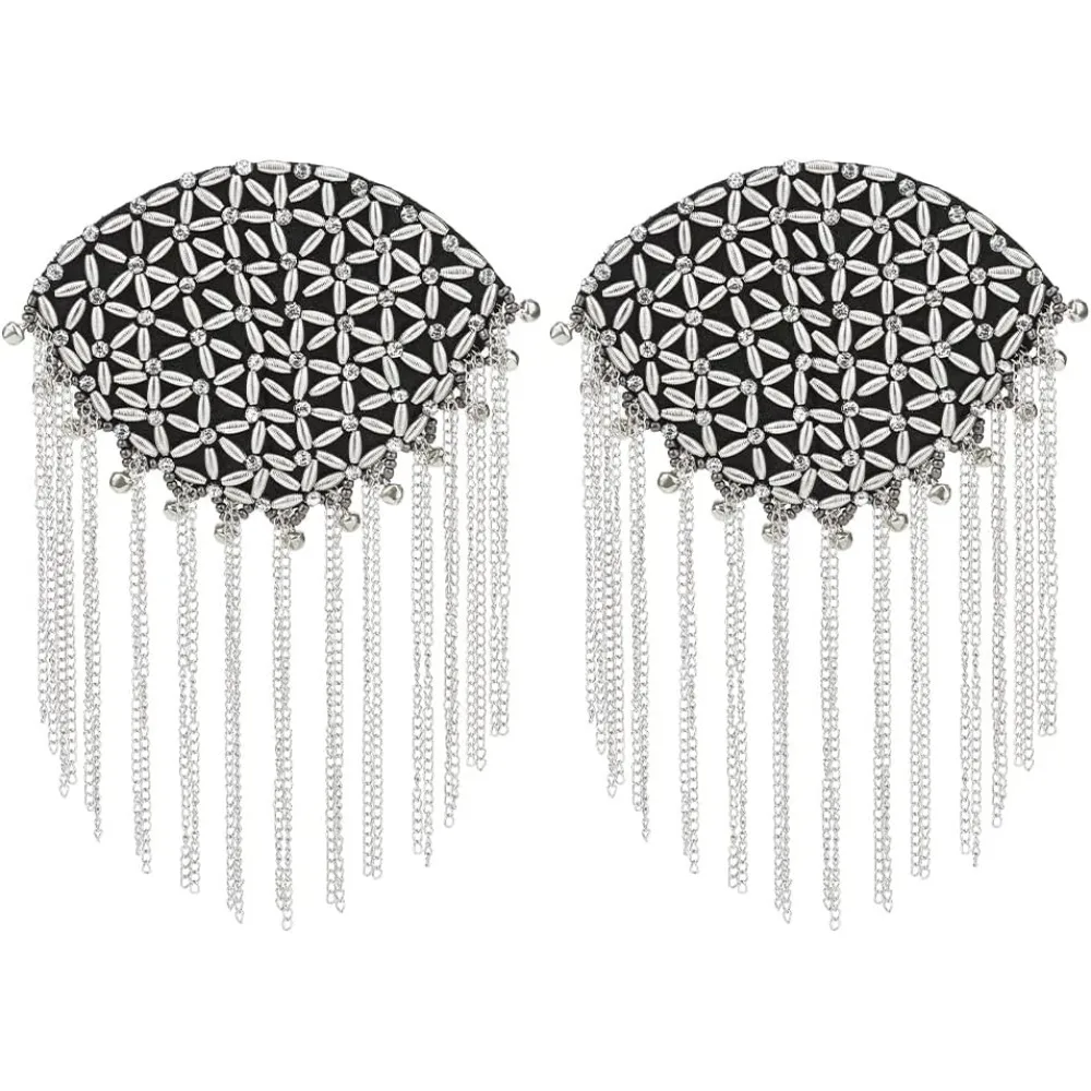 

2PCS Tassel Shoulder Shoulder Brooch Pin Epaulette Shoulders Retro Rhinestone Shoulder Badges Punk Epaulettes Detachable