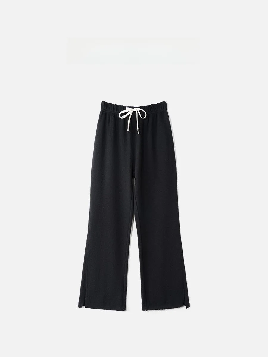 

Soft Comfortable Pure Color Daily Wear Silk Waist Elastic Casual Pants Women's Dstring Loose Fit Straight Leg Trousers