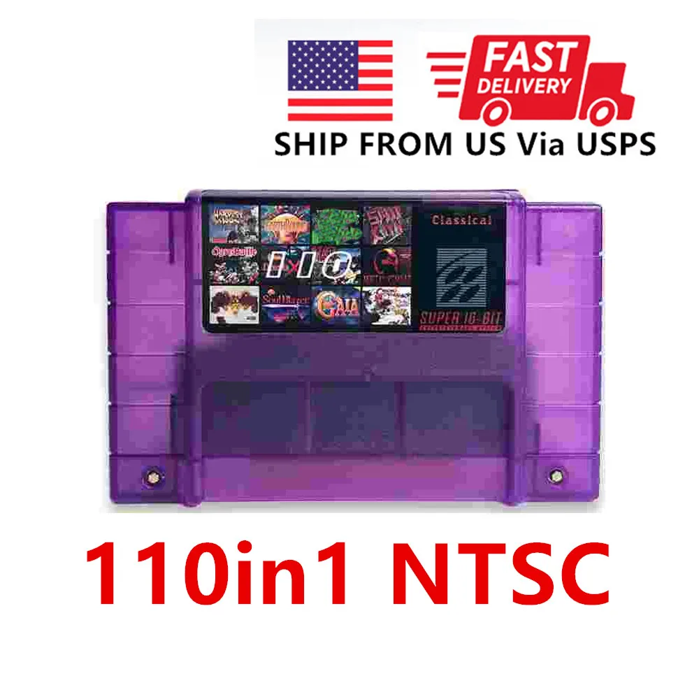 Super Multi 120 in1 110 in1 49 in 1 Game Cartridge Card For SNES 16 bit USA NTSC Game console with Earthbound F -ZERO Goof Troop