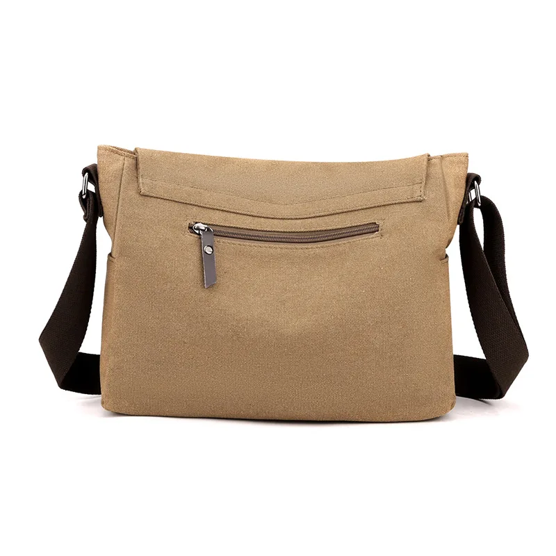 New Casual Men's Canvas Single-shoulder Bag, Large-capacity Simple Crossbody Bag, Multi-functional Retro Horizontal Postman Bag