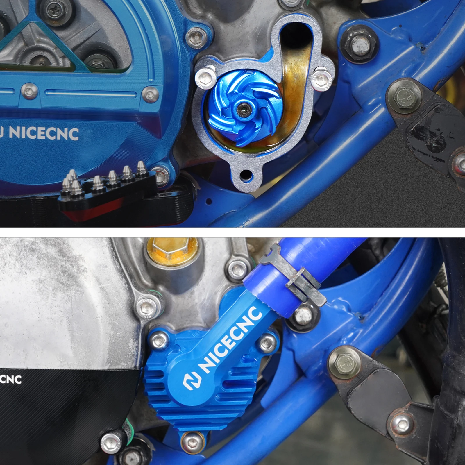 Per yamaha yz 85 Protezione del dispositivo di raffreddamento della girante della pompa dell'acqua di grandi dimensioni e kit di copertura della pompa dell'acqua per Yamaha YZ85 YZ 85 2002-2018 Alluminio