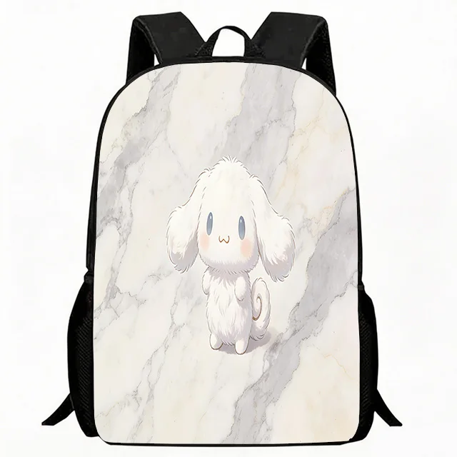 

Kids Bag Cute Fluffy Cartoon Dog Print Backpack Marble Texture Background Design Adjustable Lightweight Breathable School Bag fo