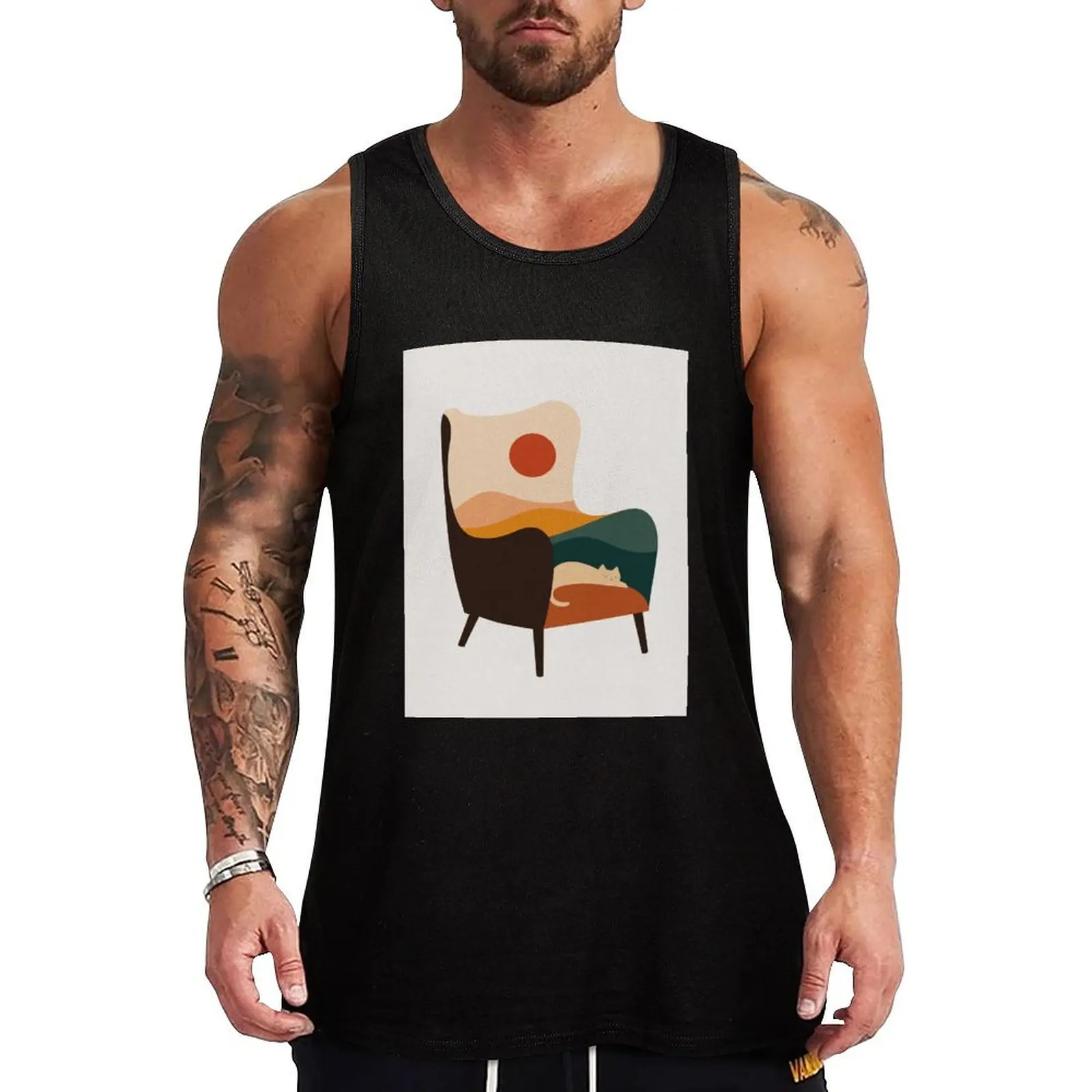 

Cat Landscape 75 Tank Top Men's tops bodybuilding t shirt sports vest