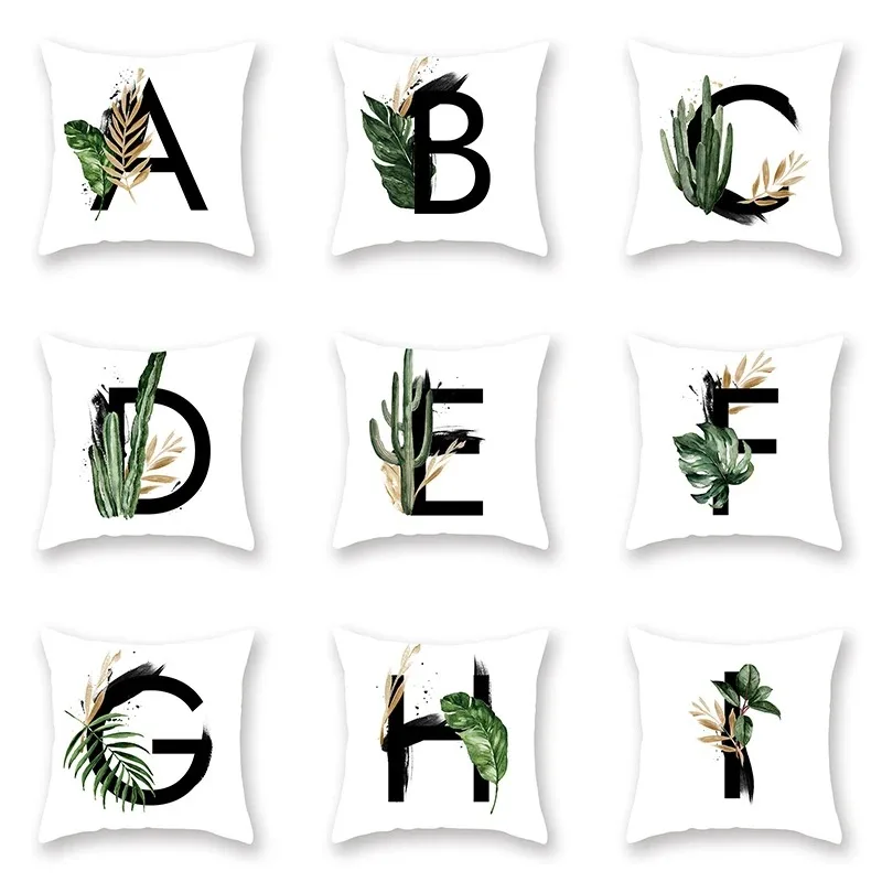 

Creative Plant Letter Decorative Pillowcase Living Room Office Ornaments Home Pillowcase