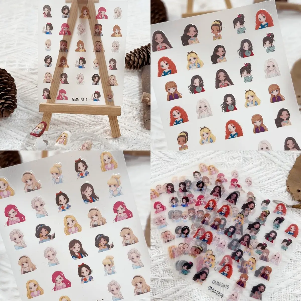 

Disney Fairy Tale Cute Anime Princess Manicure Sticker Jelly 5d Glue-back Anti-level Board Handbook Water Cup