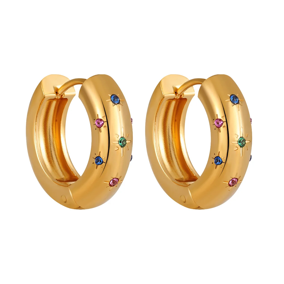 

Classic Inlaid Zircon Hoop Earrings for Women, Stainless Steel Plated with 18K Gold, Exquisite Earrings