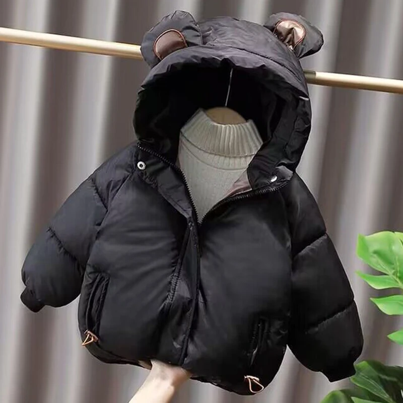 New Baby Boys Girls Cute Bear Ear Winter Warm Jacket Coat Toddler Kids Thick Hoodied Snowwear Outrtwear Children Clothing 1-7y