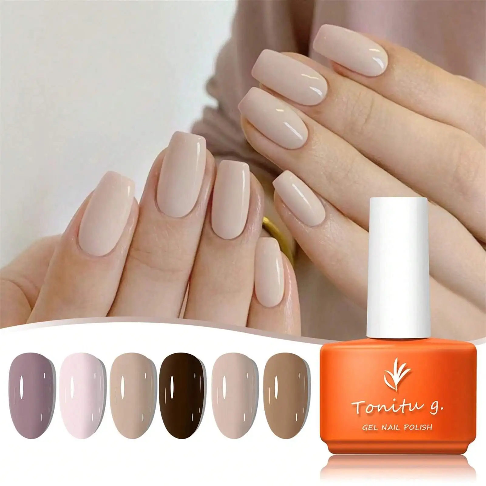 Gel-Nagellack-Set, 6-Farben, Gel-Nagellack-Set, Weiß, Grau, Braun, Rosa, Nail-Art-Design, Soak Off, LED, Maniküre, DIY, Zuhause, Salon, Geschenke